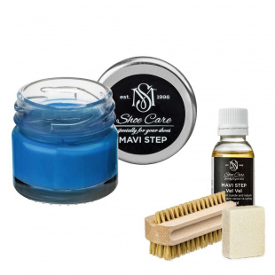 Набор для ухода за обувью из замши и нубука небесно-синий MAVI STEP Aurora Kit фото 55352
