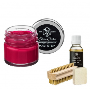 Набор для ухода за обувью из замши и нубука малиновый MAVI STEP Aurora Kit фото 55420