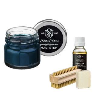 Набор для ухода за обувью из замши и нубука синий деним MAVI STEP Aurora Kit фото 55414