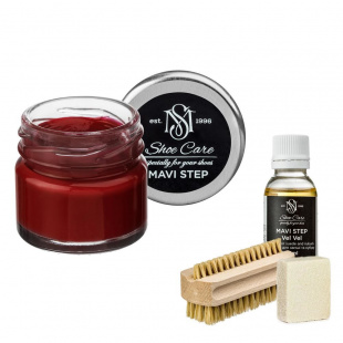 Набор для ухода за обувью из замши и нубука вишневый MAVI STEP Aurora Kit фото 55410